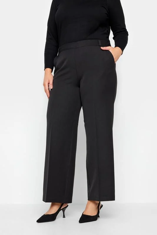 Evans Evans Black High Waisted Wide Leg Trouser