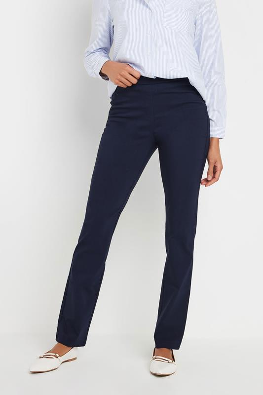 M&Co Womens M&Co Navy Blue Straight Leg Bengaline Formal Trousers