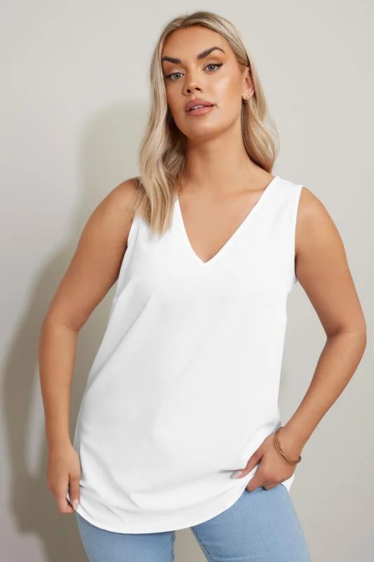 Yours YOURS Curve White V-Neck Vest Top