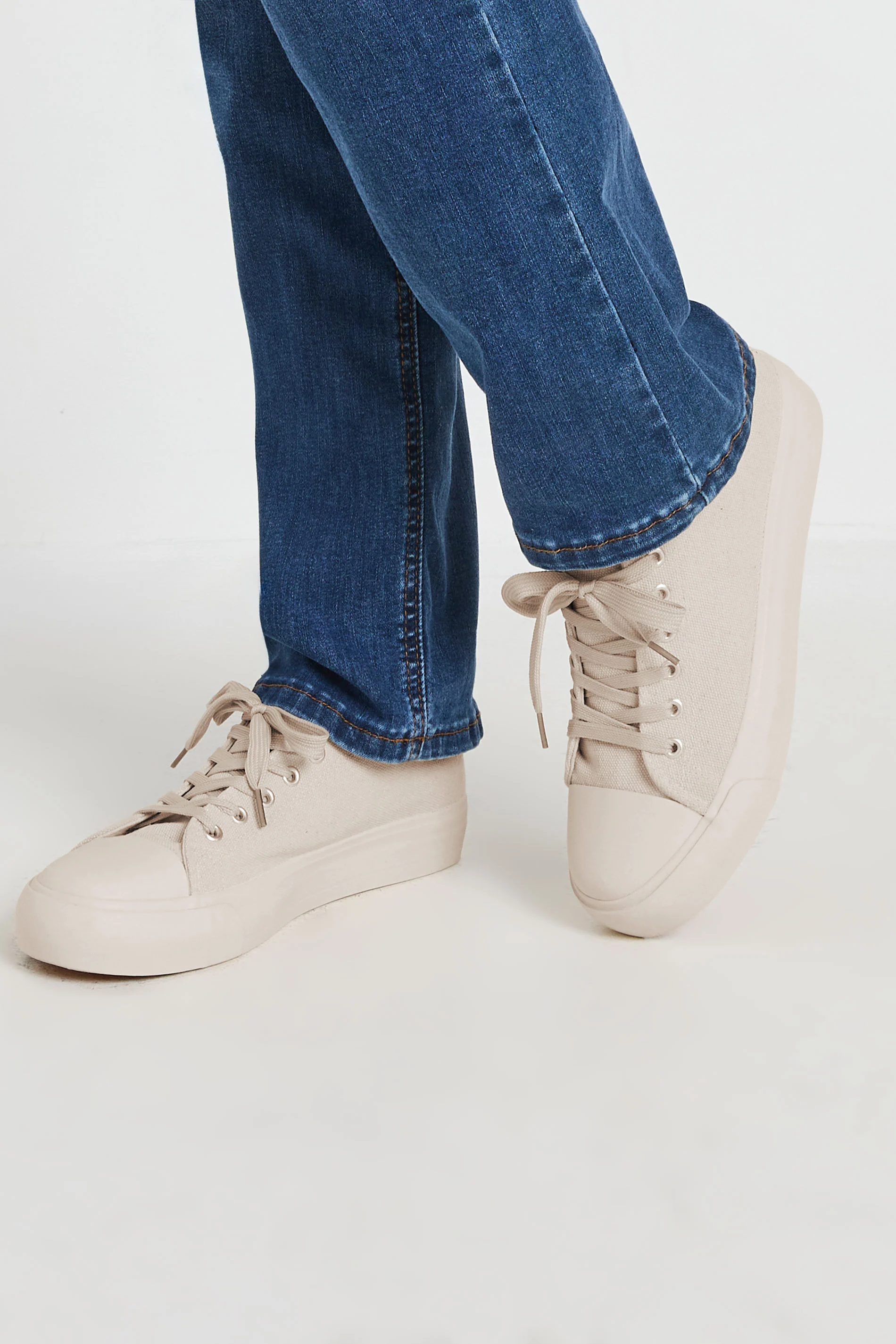 LTS LTS Natural Brown Canvas Flatform Trainers In Standard Fit