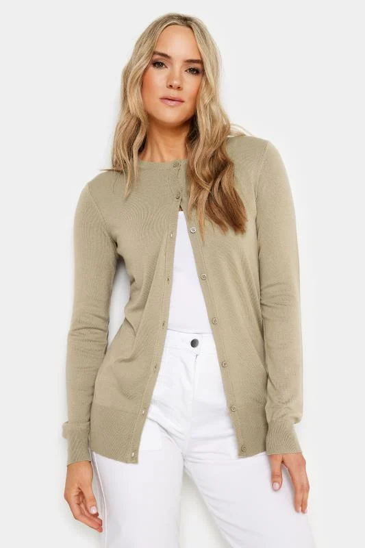 LTS LTS Tall Beige Brown Button Down Knit Cardigan