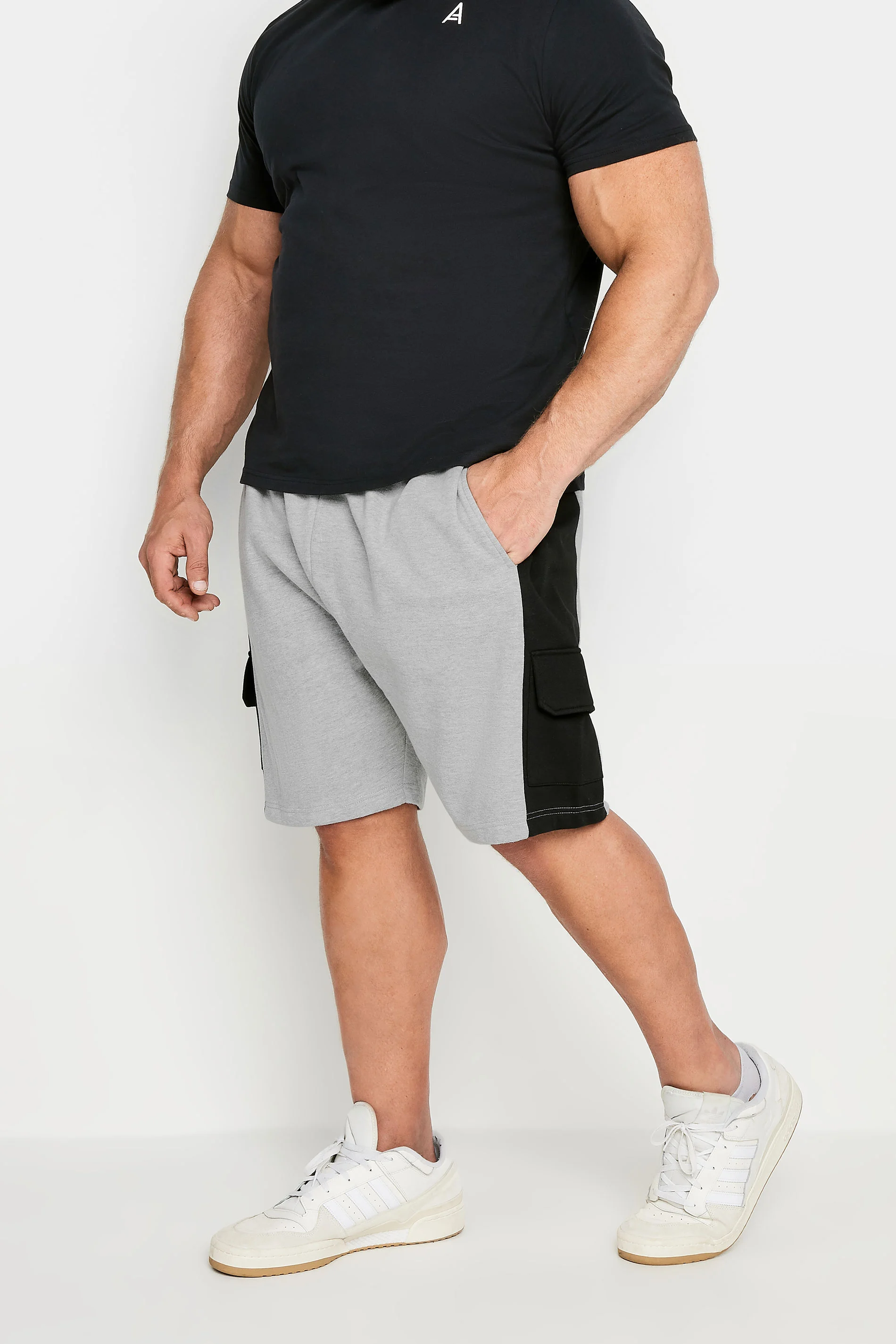BadRhino BadRhino Big & Tall Grey Colour Block Cargo Shorts