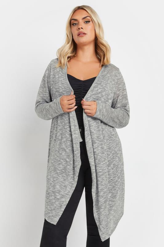 Yours YOURS Curve Grey Metallic Waterfall Cardigan