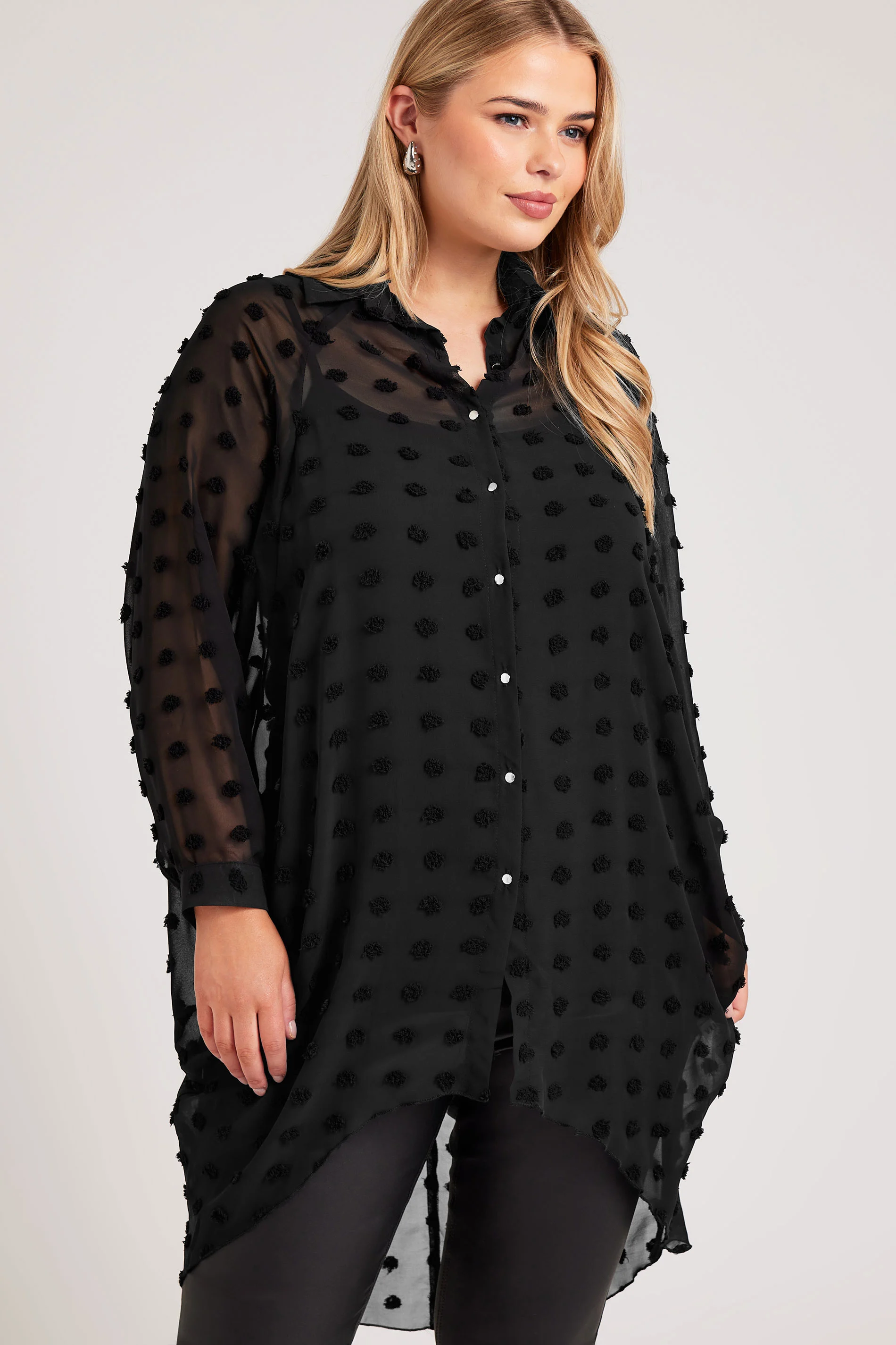 Yours London YOURS LONDON Curve Black Longline Batwing Sleeve Shirt