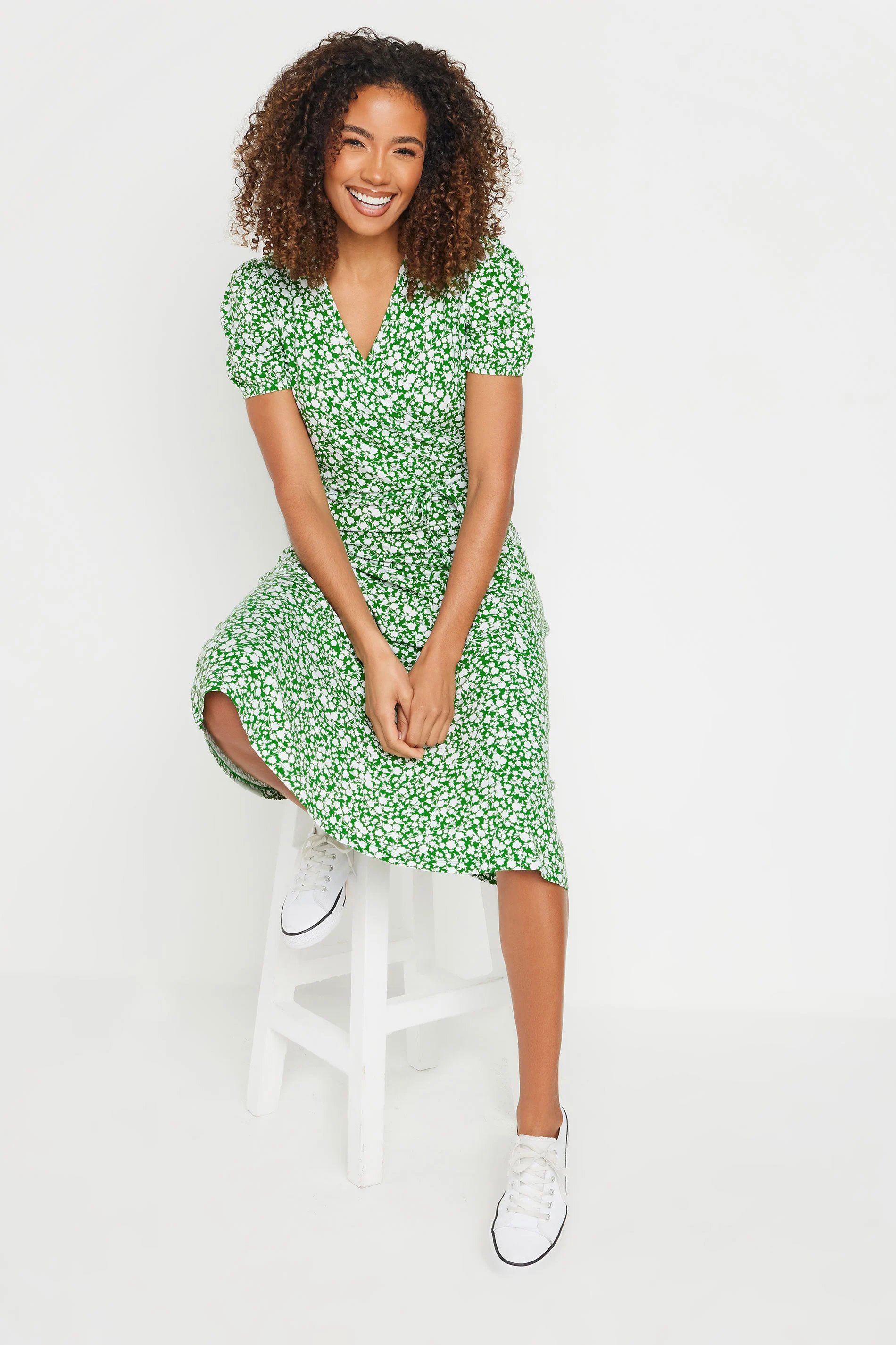 M&Co Womens M&Co Green Ditsy Floral Wrap Dress