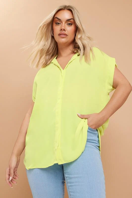 Yours YOURS Curve Lime Green Short Sleeve Shirt