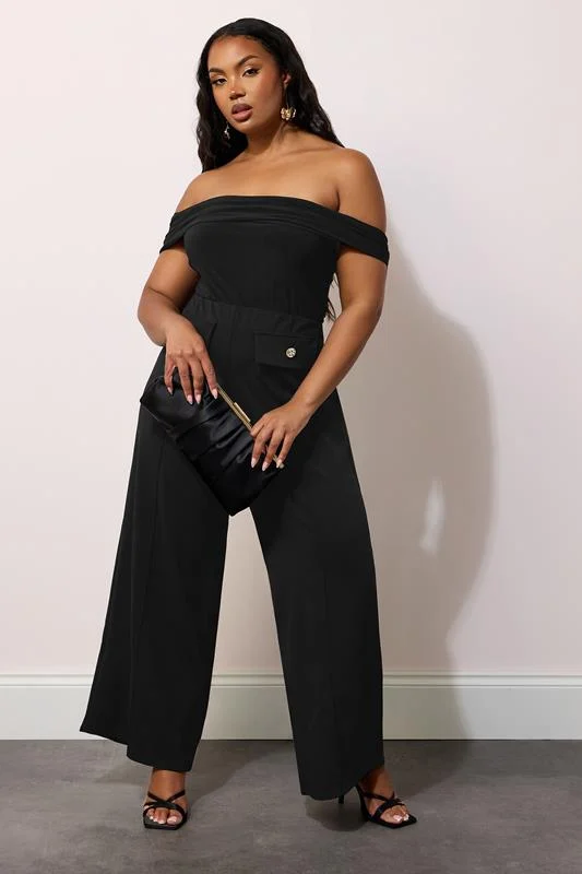 Yours London YOURS LONDON Curve Black Pocket Front Wide Leg Trousers