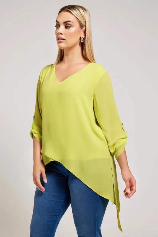 Yours London YOURS LONDON Curve Yellow Asymmetric Hem Blouse