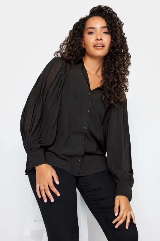 M&Co Womens M&Co Black Pleat Sleeve Shirt