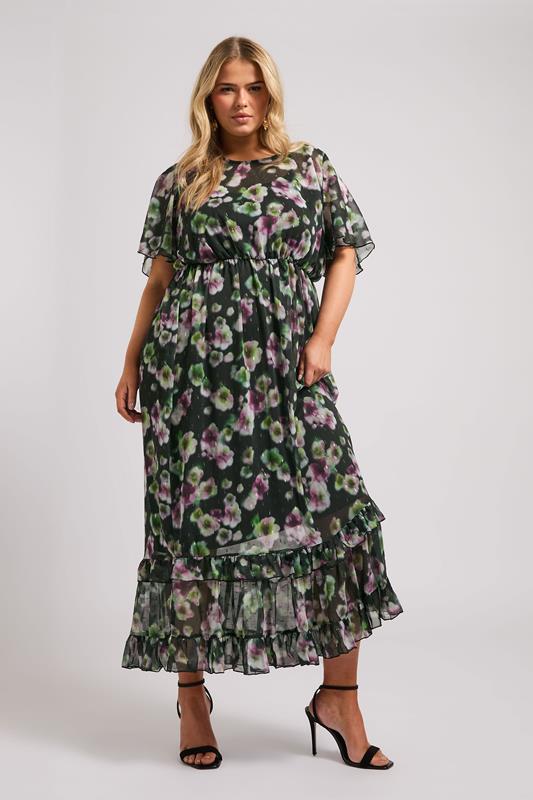 Yours London YOURS LONDON Curve Black Floral Print Maxi Smock Dress