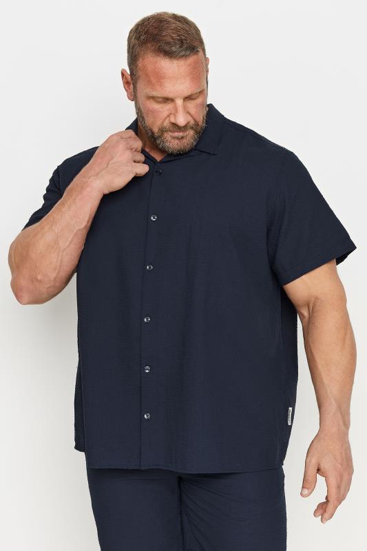 Jack & Jones JACK & JONES Big & Tall Navy Blue Seersucker Shorts