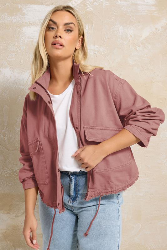 Yours YOURS Curve Dusky Pink Drop Shoulder Twill Jacket