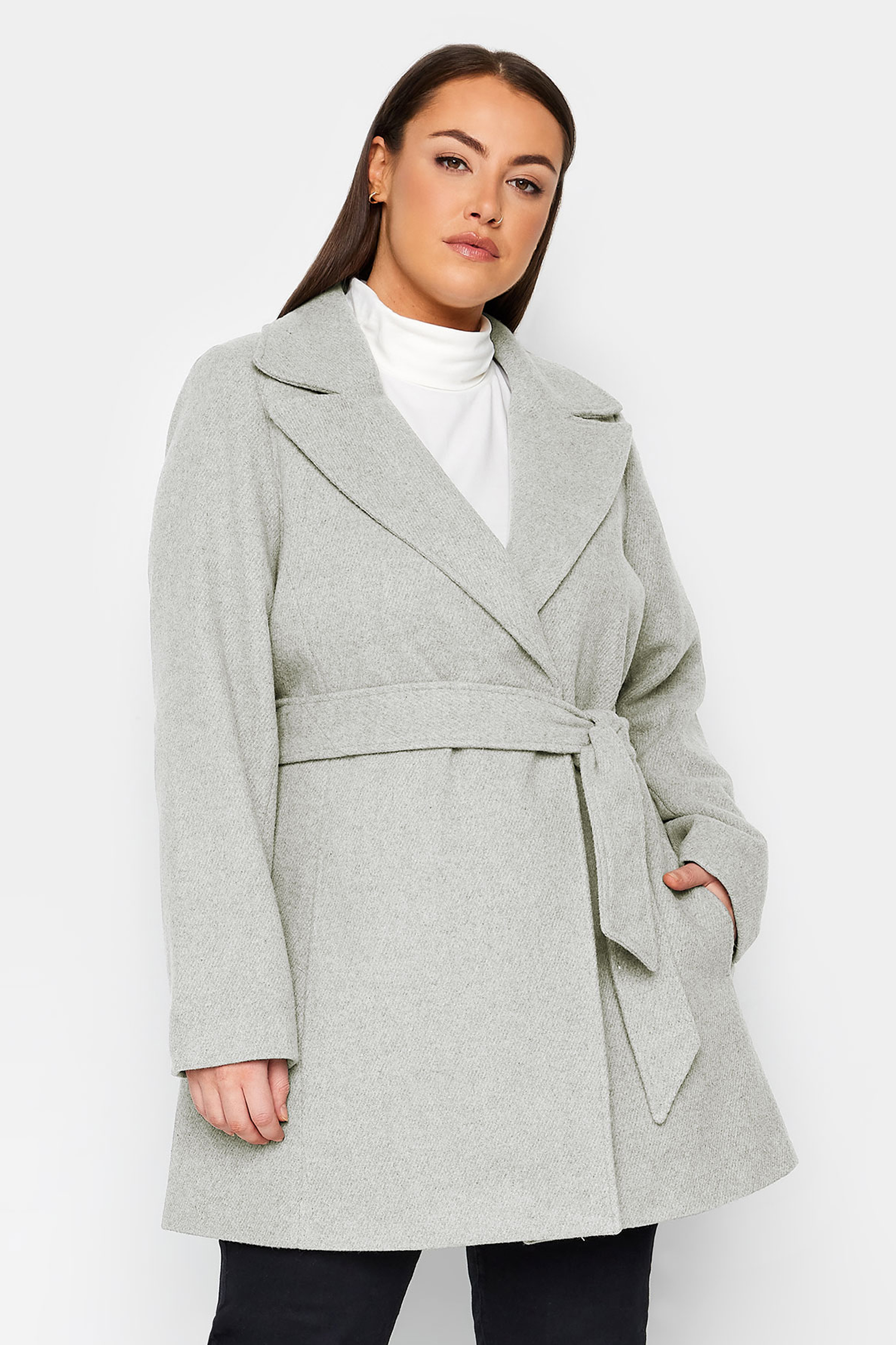 Evans Evans Grey Belted Duster Coat