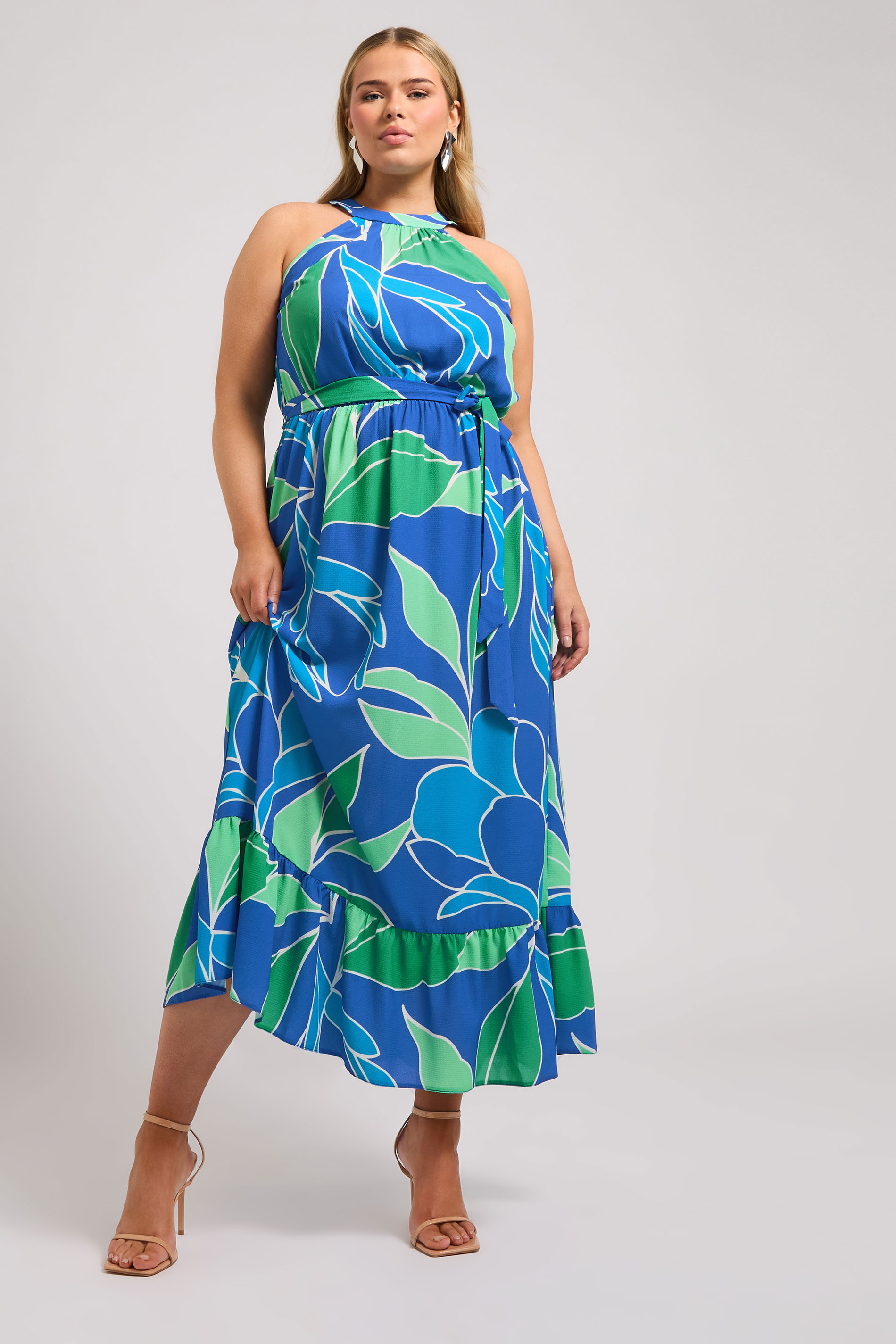 Yours London YOURS LONDON Curve Blue Abstract Print Maxi Dress