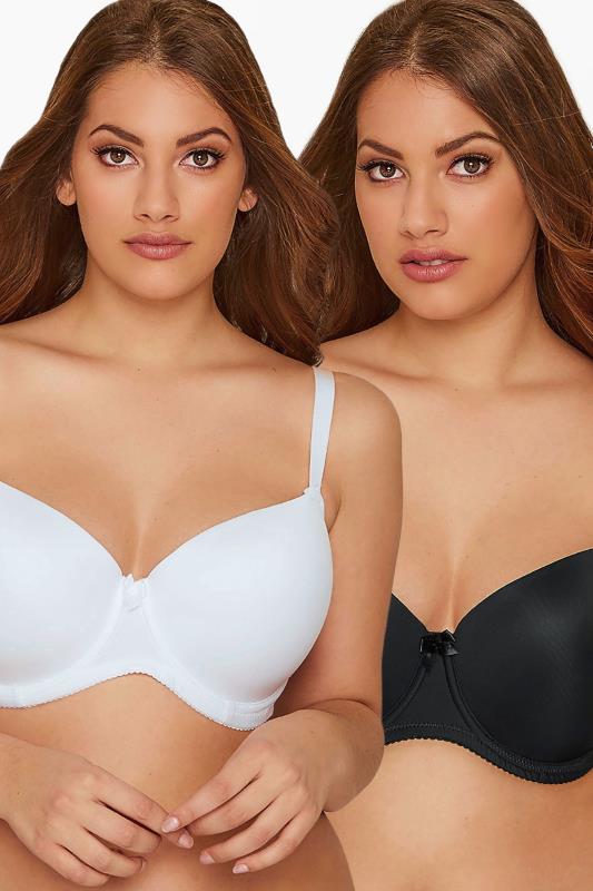 Yours YOURS 2 PACK White & Black Moulded Underwired T-Shirt Bras