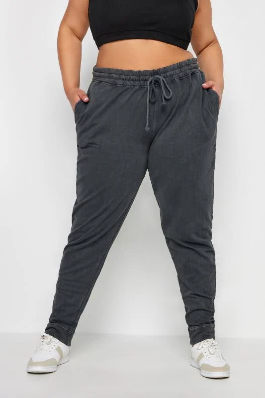 Yours YOURS Curve Charcoal Grey Acid Wash Joggers