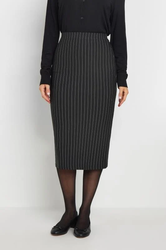 LTS LTS Tall Black Pinstripe Midaxi Skirt