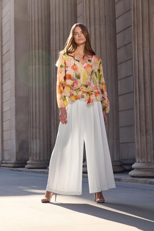 Star by Julien Macdonald STAR Pink Floral Fluted Sleeve Ruffle Blouse
