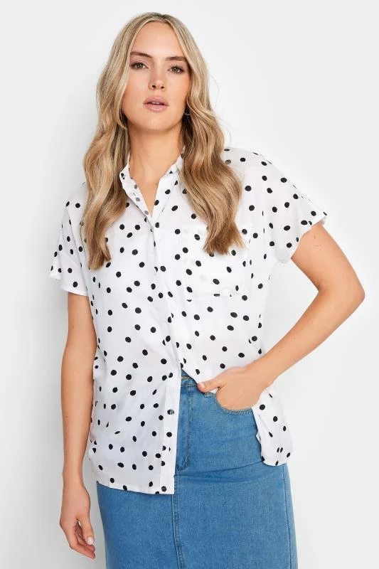 LTS LTS Tall White Polka Dot Shirt