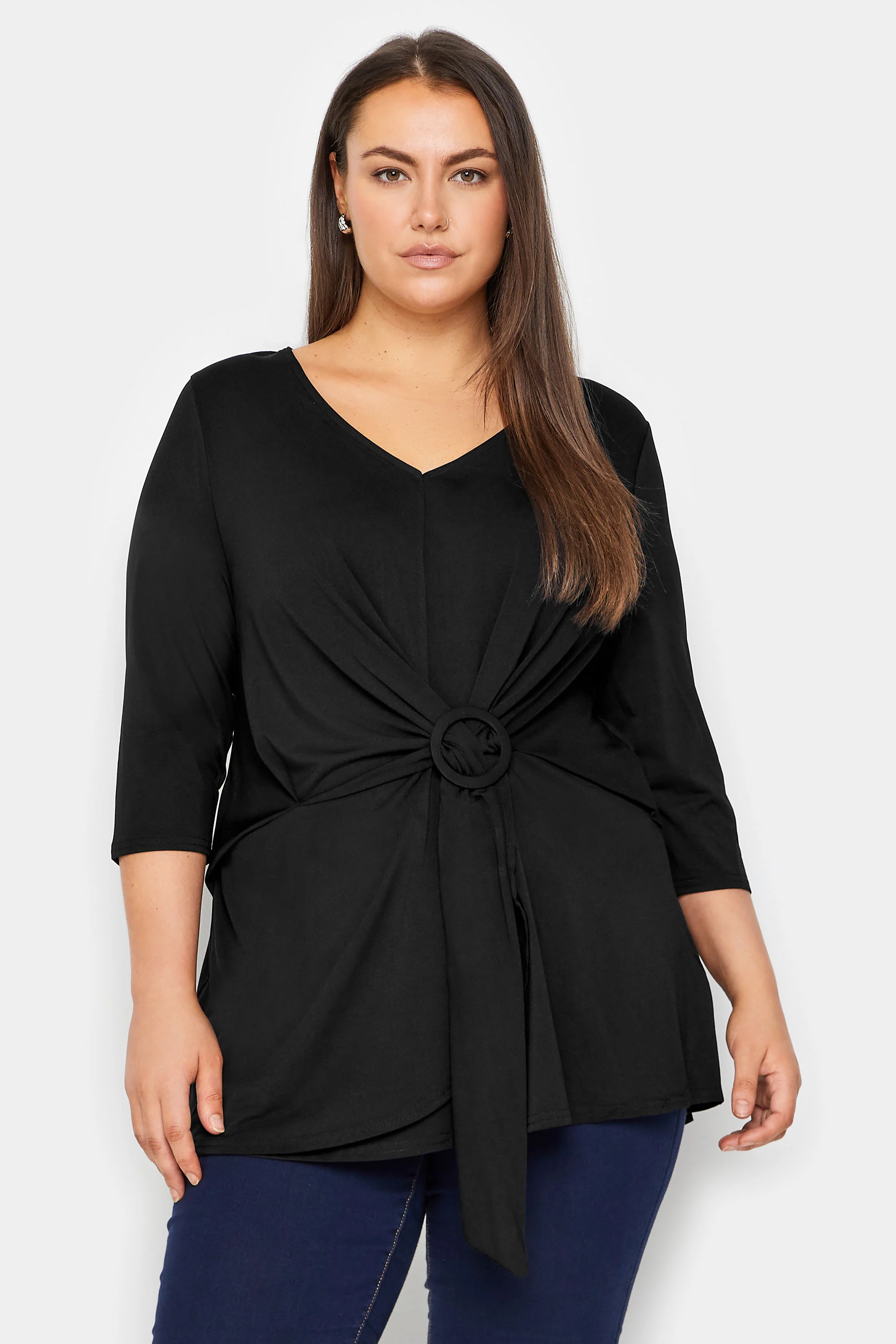 Evans Evans Black Buckle Detail Top