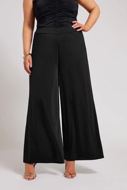 Yours London YOURS LONDON Curve Black Slinky Wide Leg Trousers