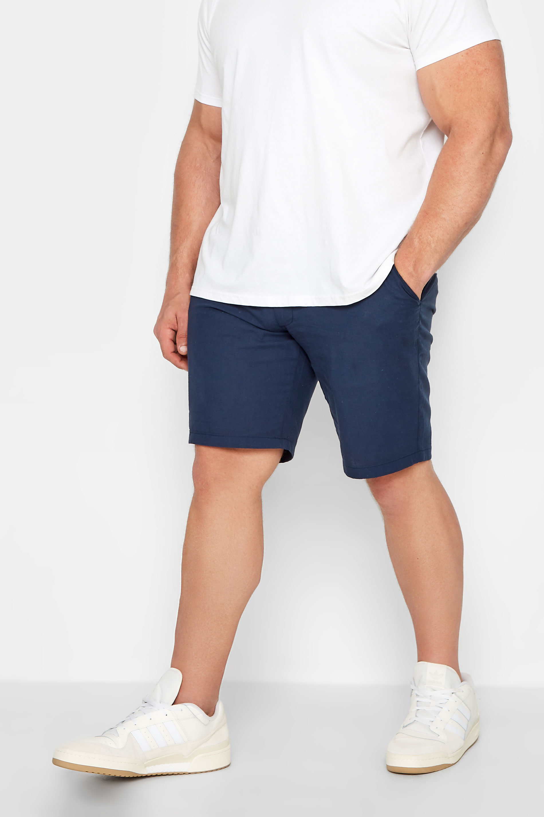 Jack & Jones JACK & JONES Big & Tall Navy Blue Linen Look Chino Shorts