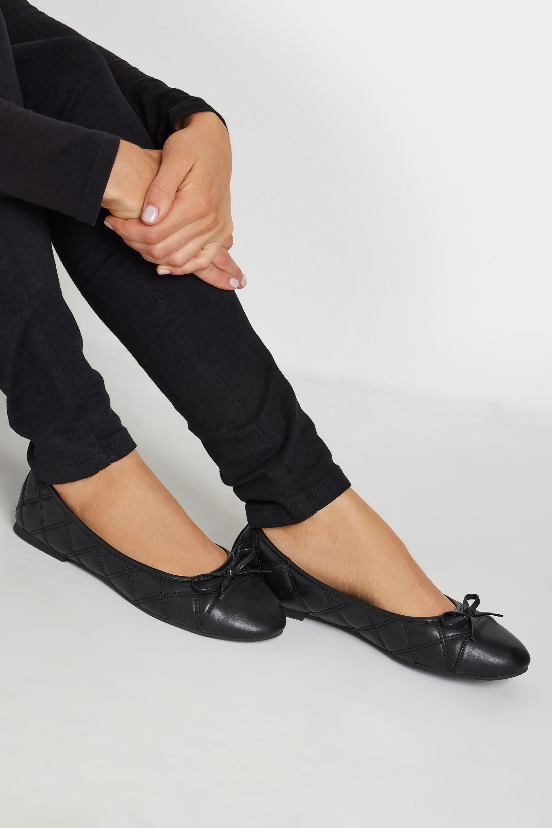 LTS LTS Black Quilted Ballet Pumps In Standard Fit