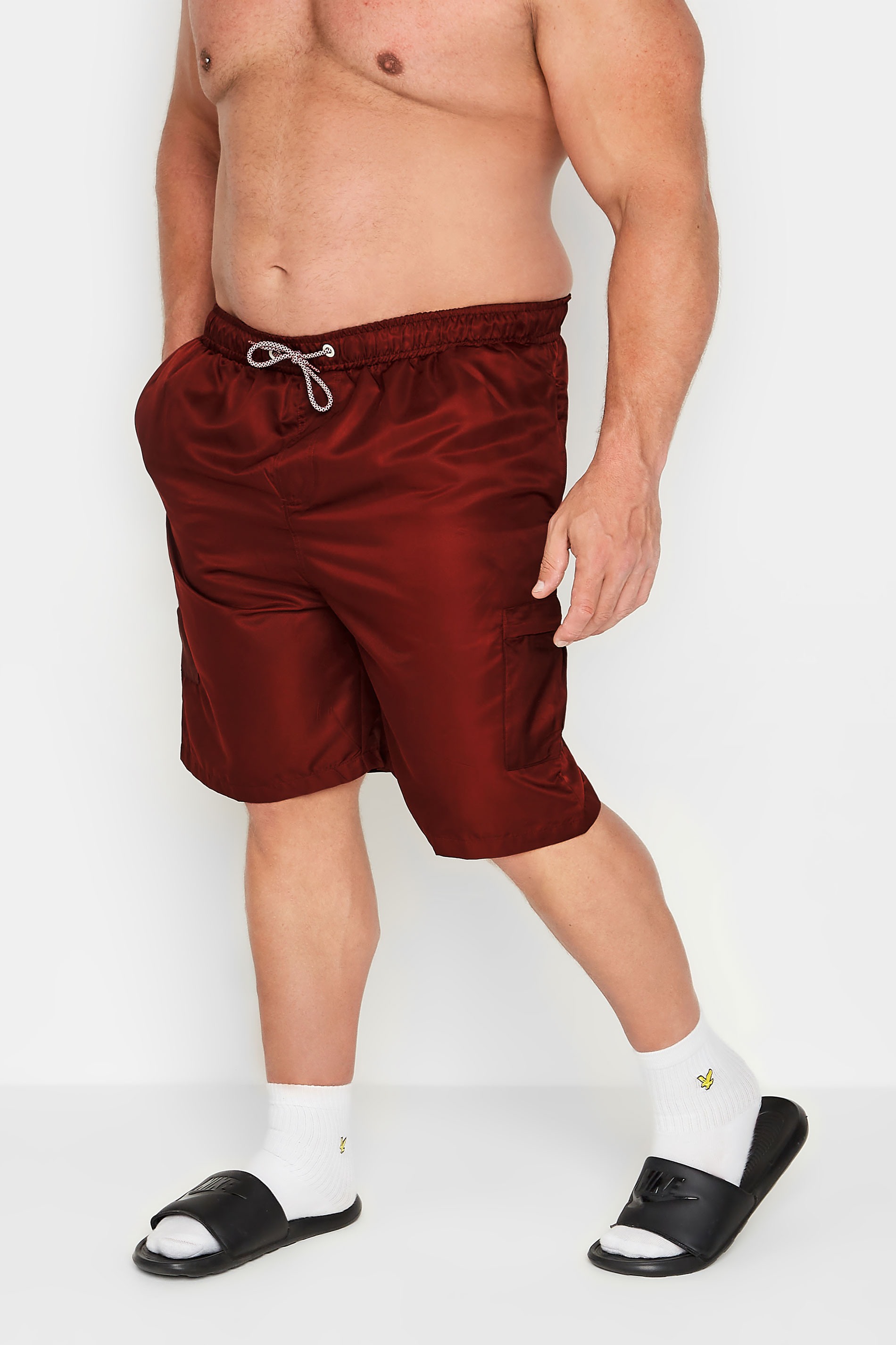 Kam KAM Burgundy Cargo Swim Shorts