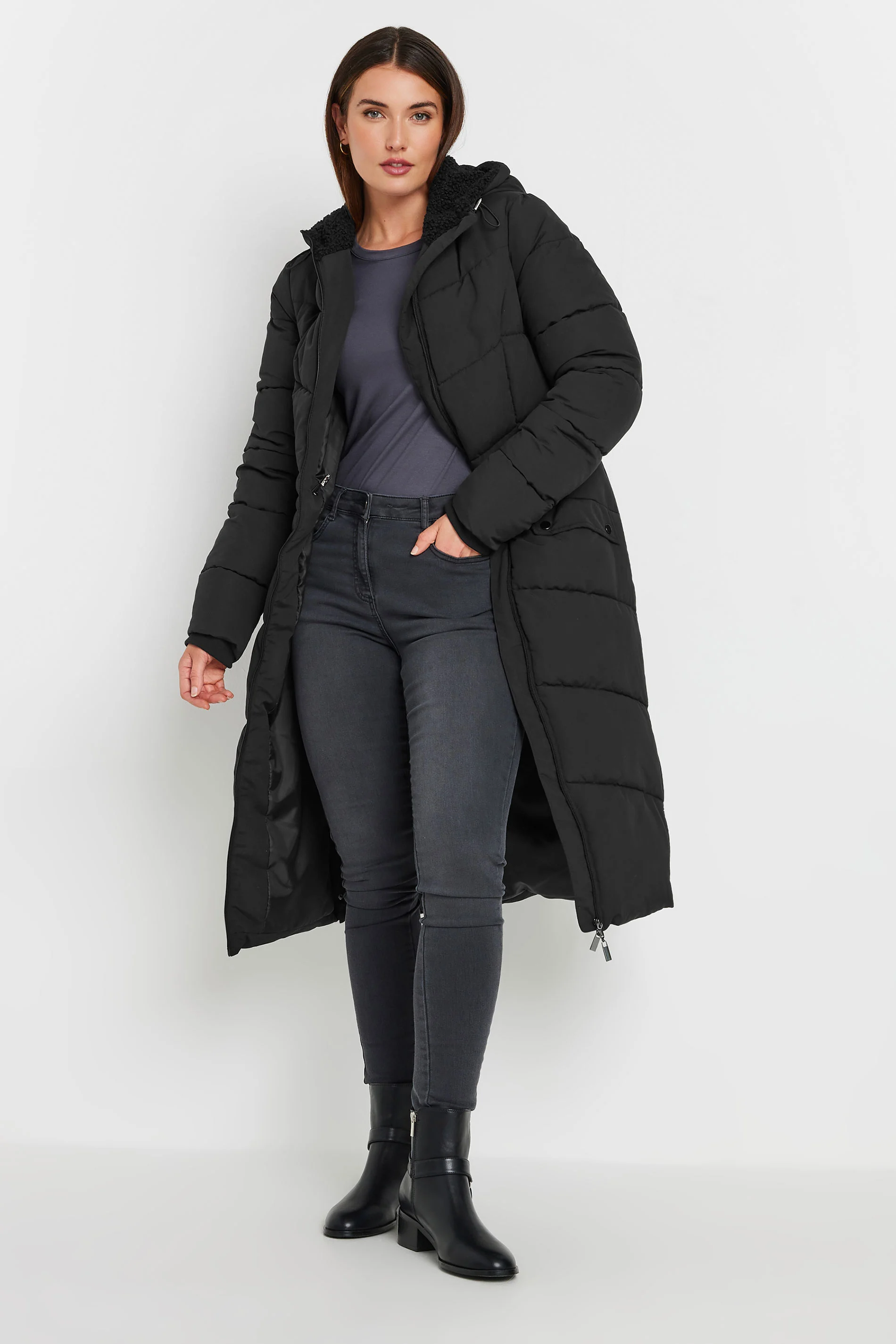 LTS LTS Tall Black Borg Hooded Padded Coat