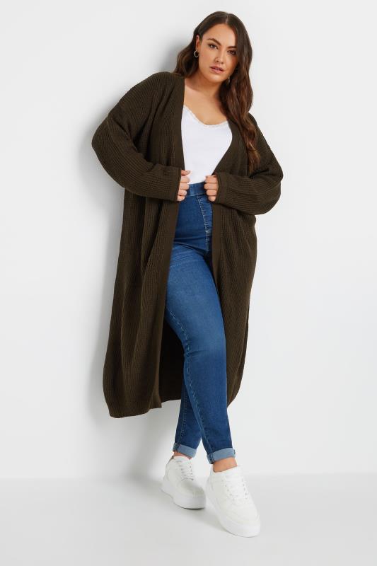 Yours YOURS Curve Chocolate Brown Knitted Maxi Cardigan
