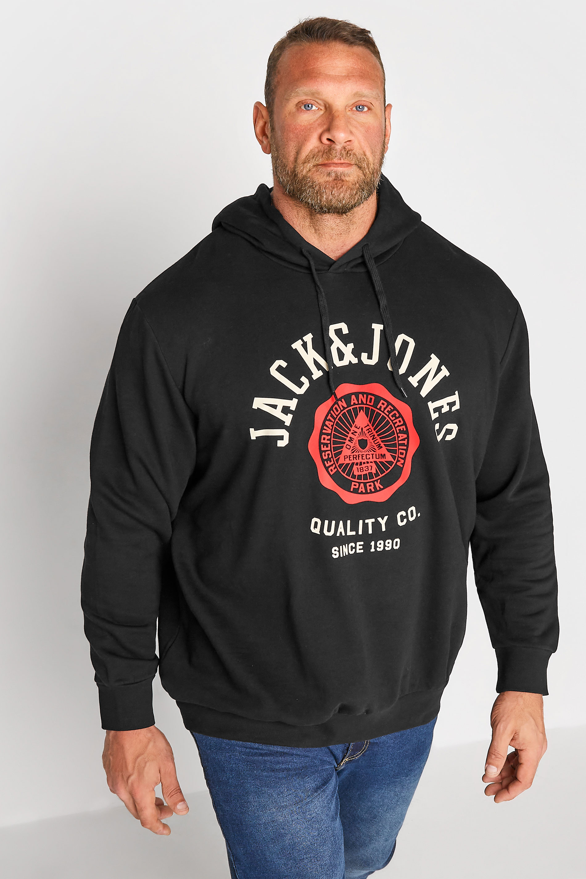 Jack & Jones JACK & JONES Big & Tall Black Logo Sweat Hoodie