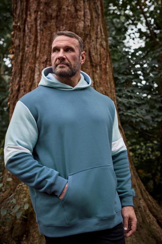 BadRhino BadRhino Big & Tall Blue Colourblock Hoodie