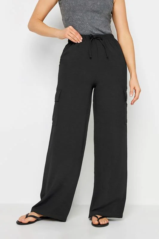 LTS LTS Tall Black Cargo Crepe Wide Leg Trousers