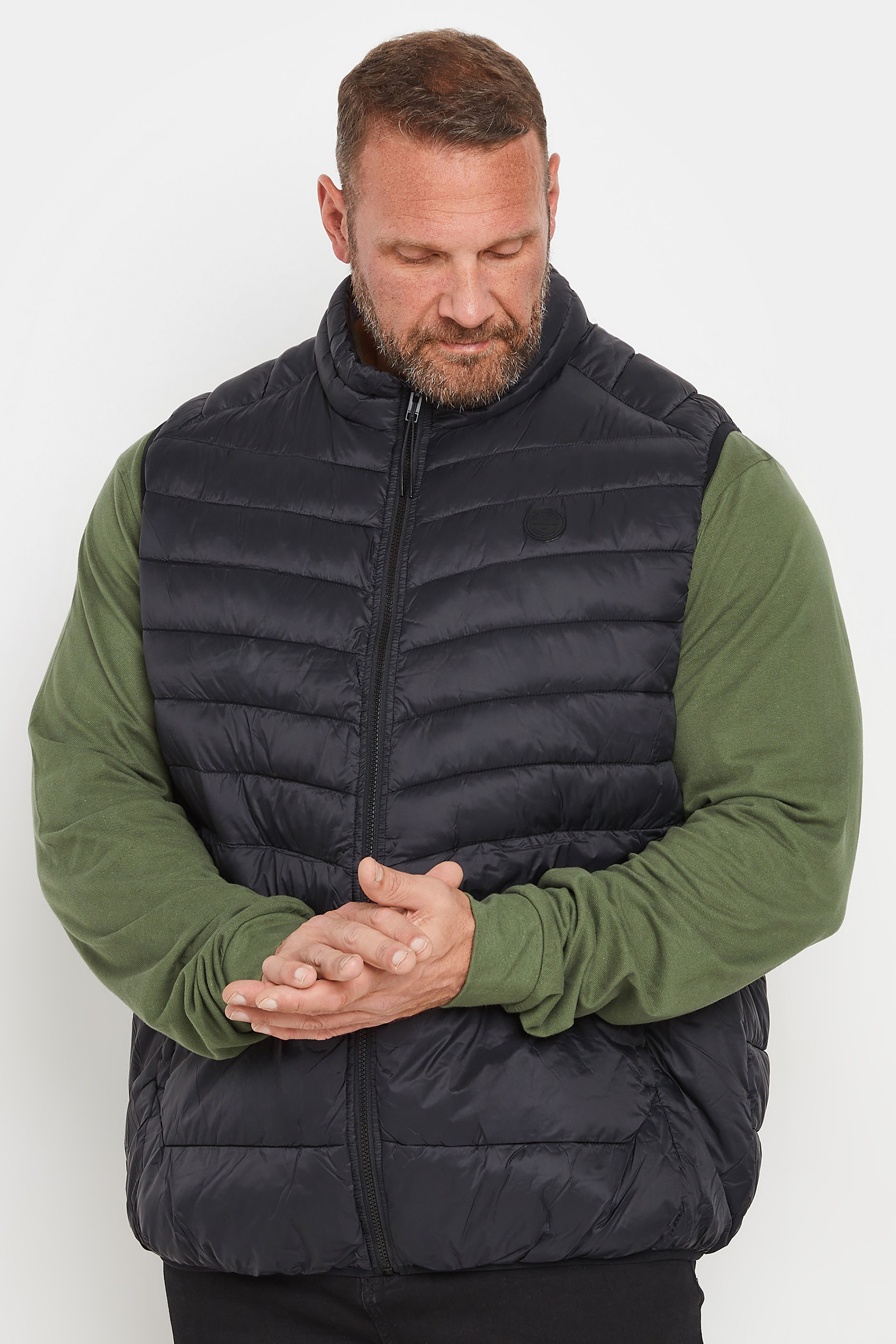 Jack & Jones JACK & JONES Big & Tall Black Collared Bodywarmer