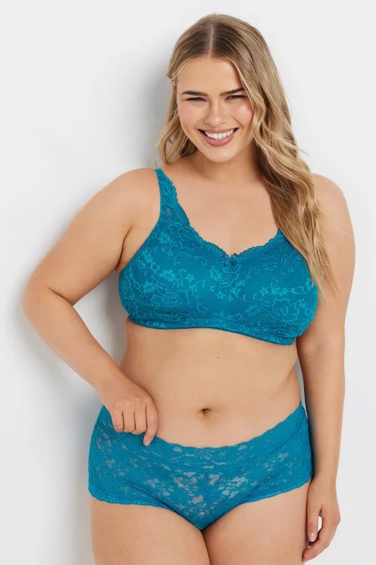 Yours YOURS Curve Turquoise Green Lace Bra