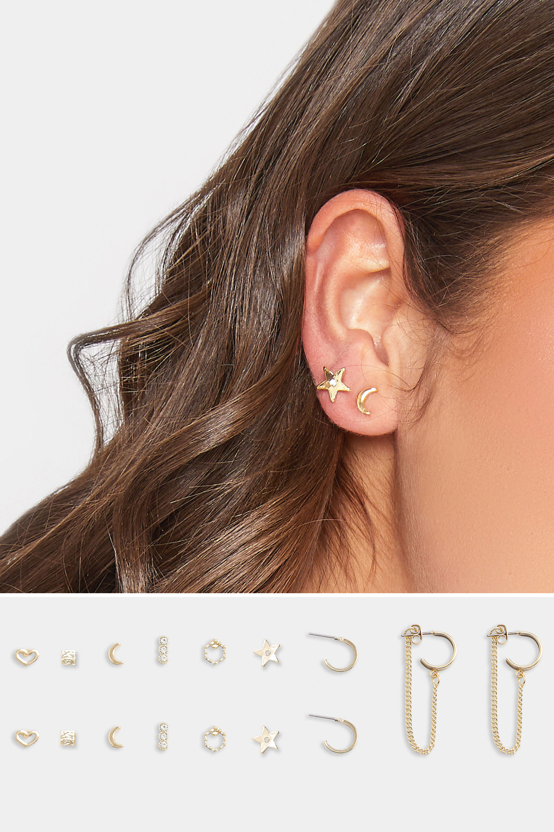 Yours 8 PACK Gold Tone Celestial Earring Set