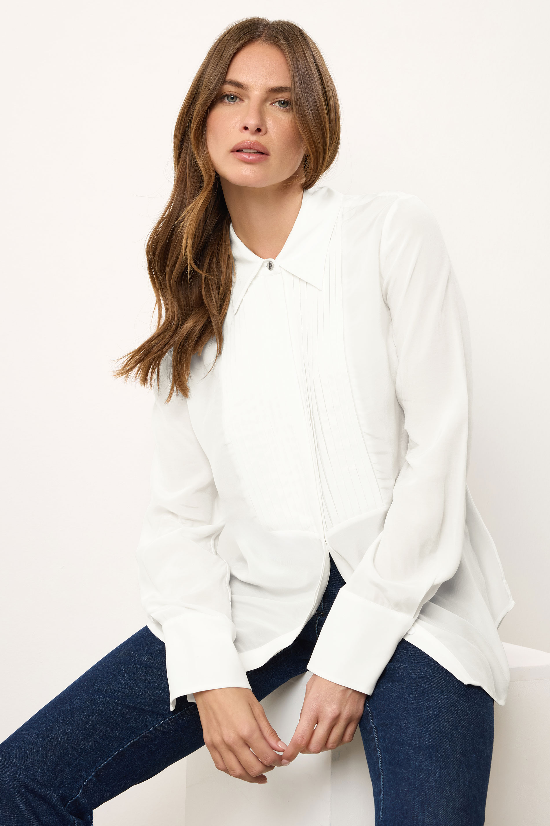 Star by Julien Macdonald STAR White Pintuck Long Sleeve Shirt