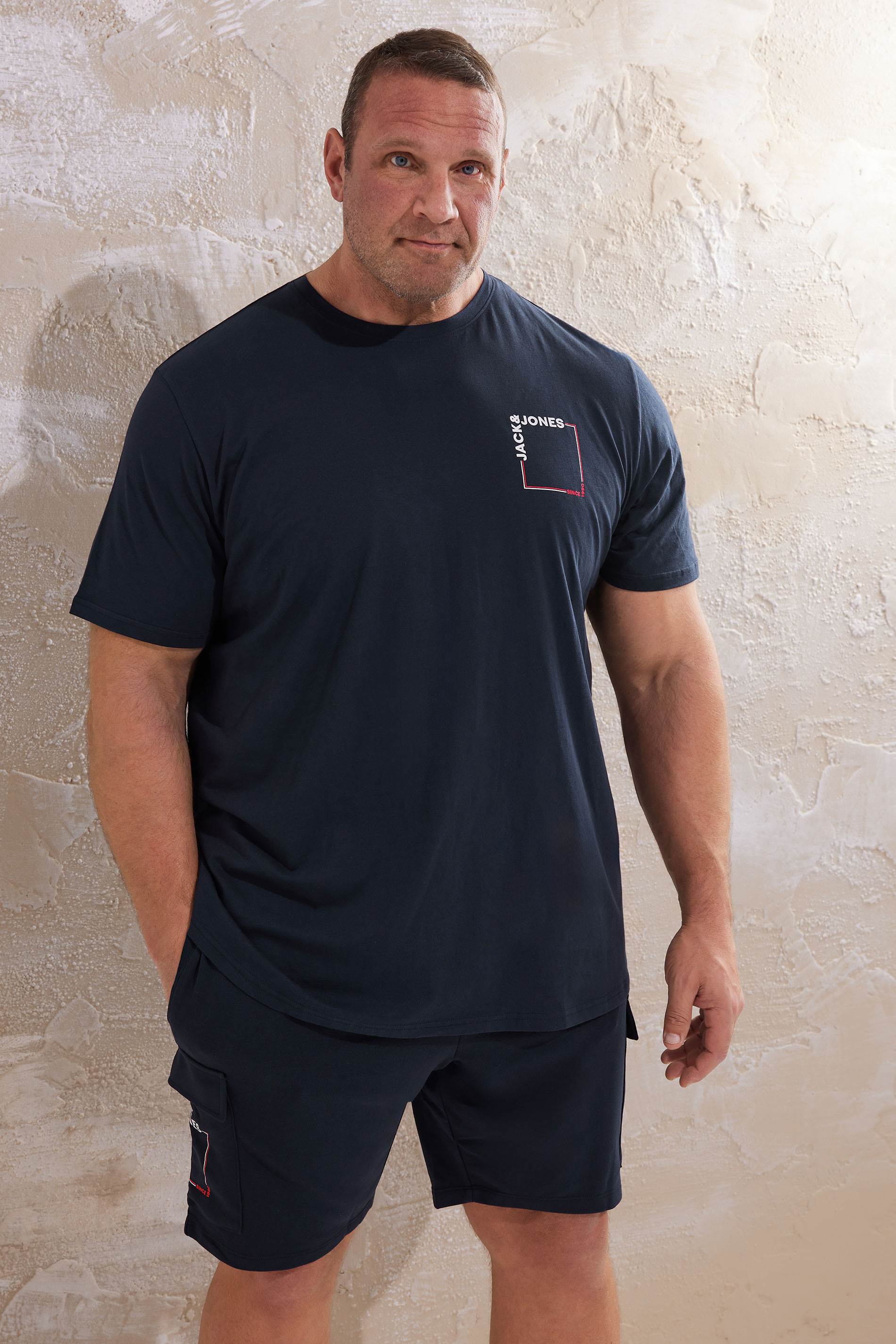 Jack & Jones JACK & JONES Big & Tall Navy Blue 'Verner' T-Shirt & Short Set