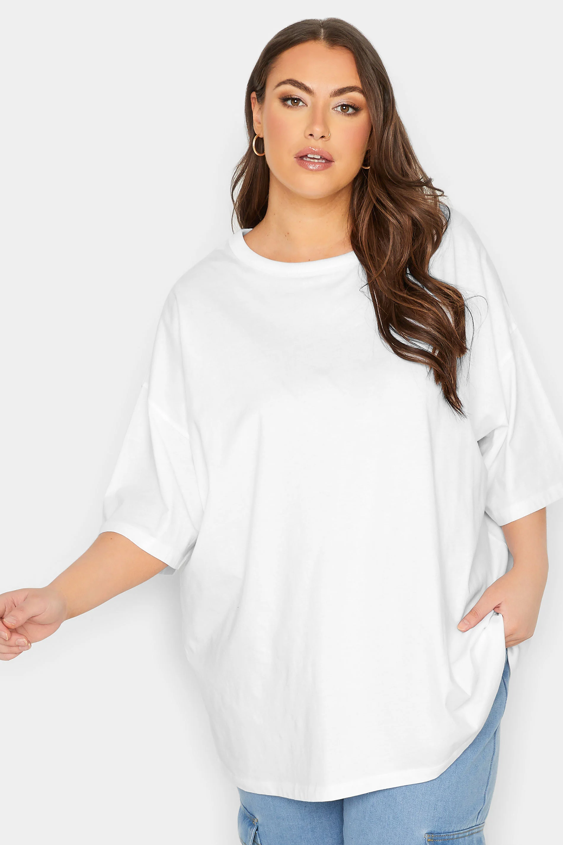 Yours YOURS Curve White Oversized Boxy T-Shirt