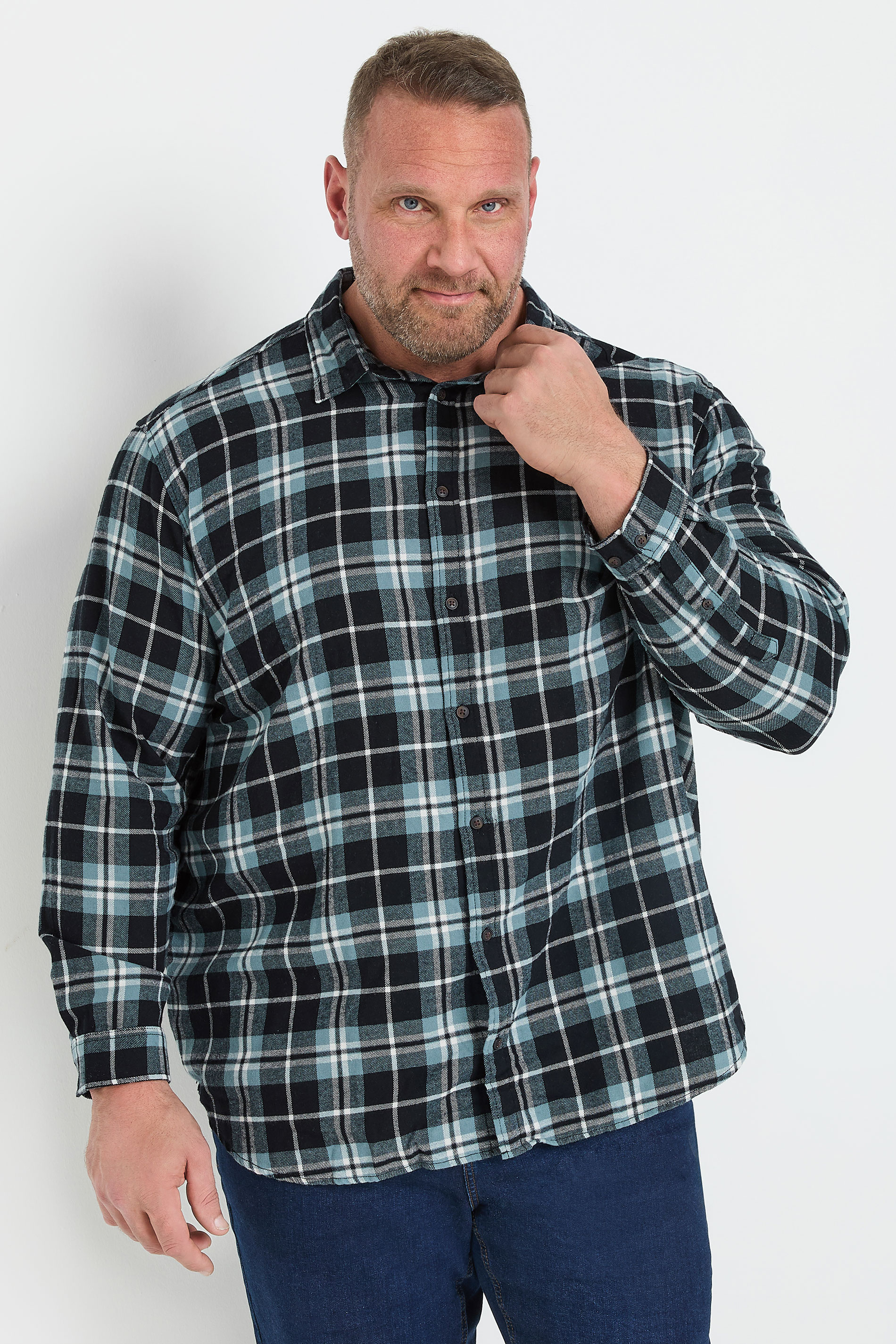Jack & Jones JACK & JONES Big & Tall Blue Flannel Checked Shirt