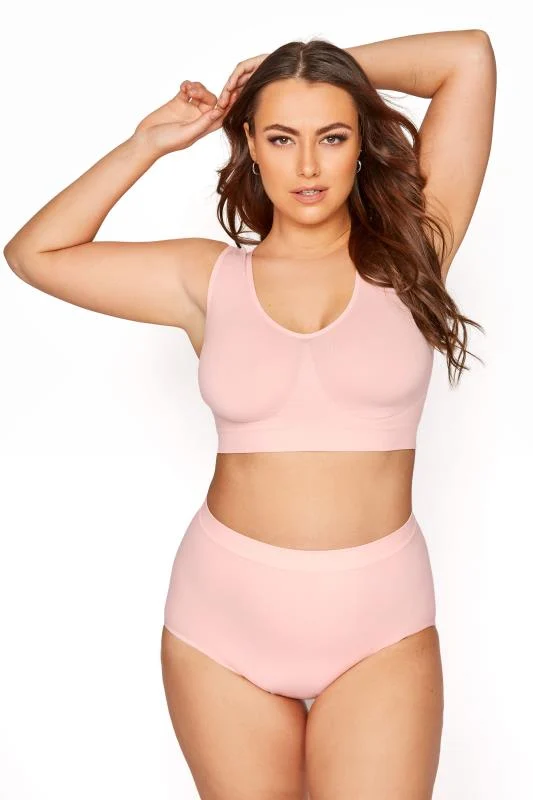 Yours YOURS Curve Pink Seamless Light Control High Waisted Full Briefs