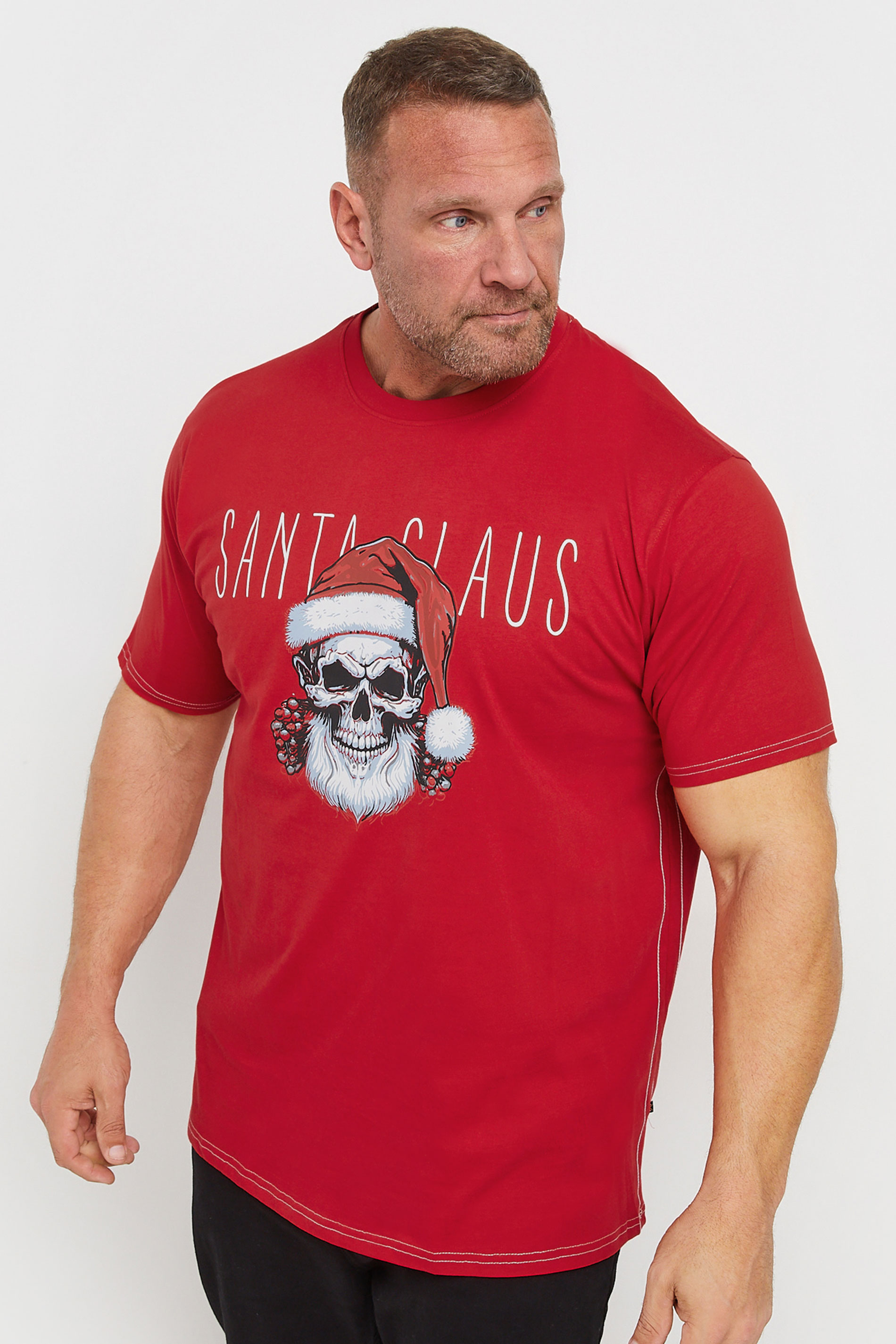 Kam KAM Red Santa Skull Graphic Print T-Shirt