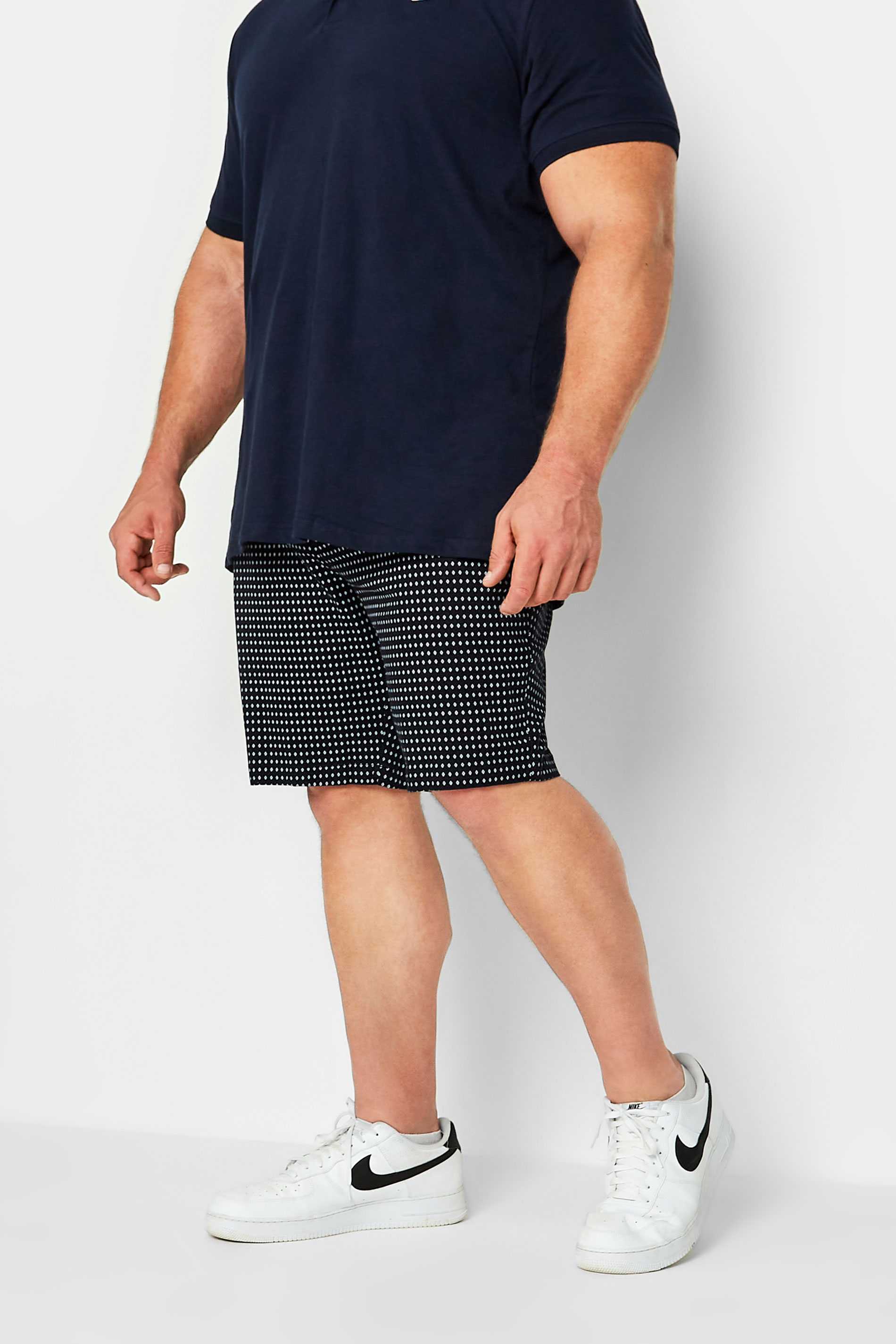 BadRhino BadRhino Big & Tall Navy Blue Diamond Print Stretch Chino Shorts