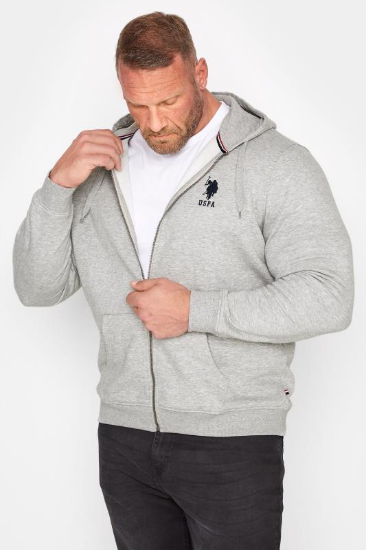 U.S. POLO ASSN. U.S. POLO ASSN. Big & Tall Grey Player 3 Zip Through Hoodie