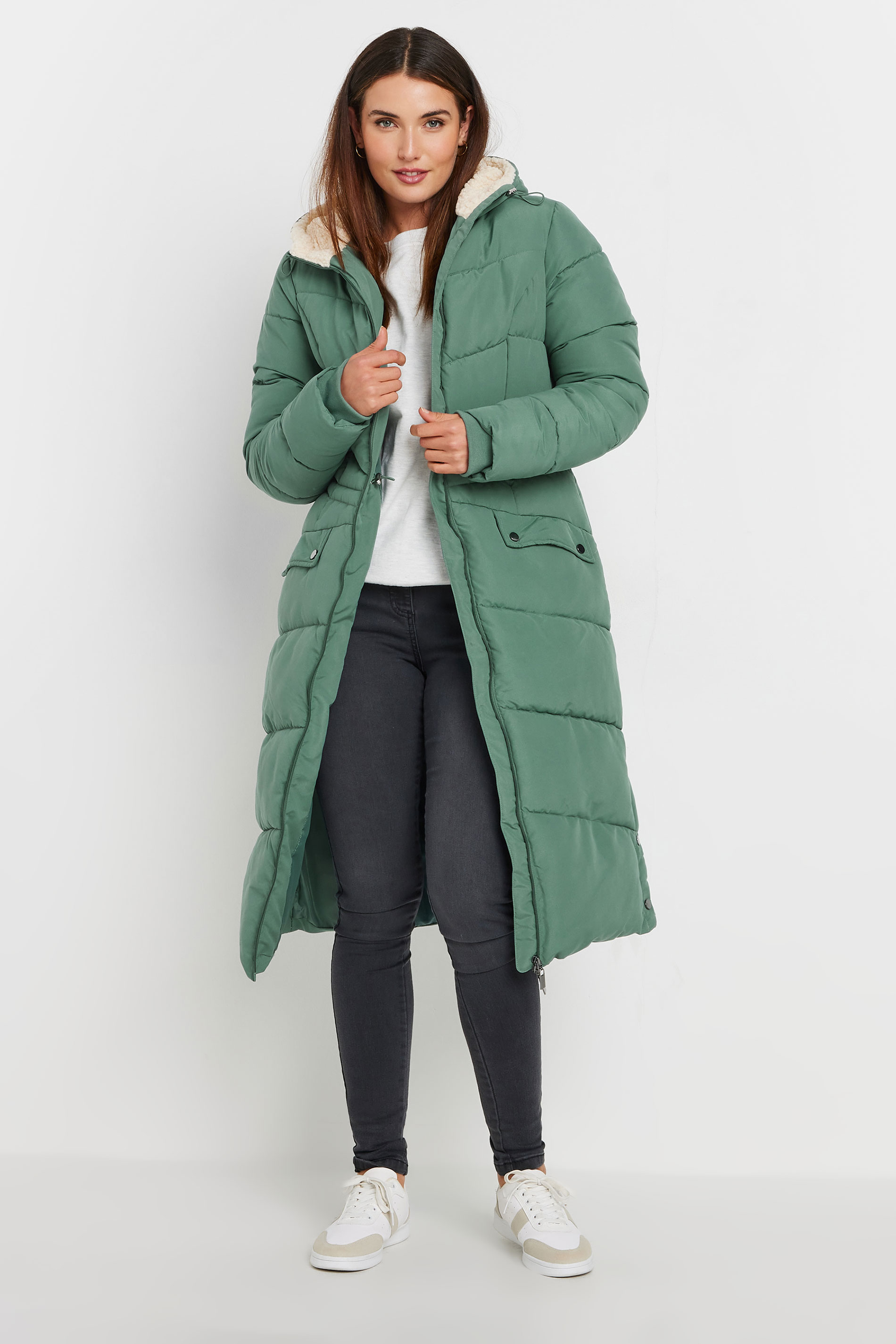 LTS LTS Tall Green Borg Hooded Padded Coat