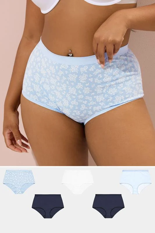 Yours YOURS 2 PACK Grey Marl & Blue Lace Trim Padded Bra