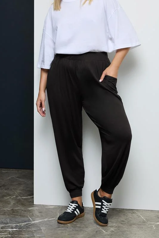 Yours YOURS Curve Black Cuffed Harem Joggers