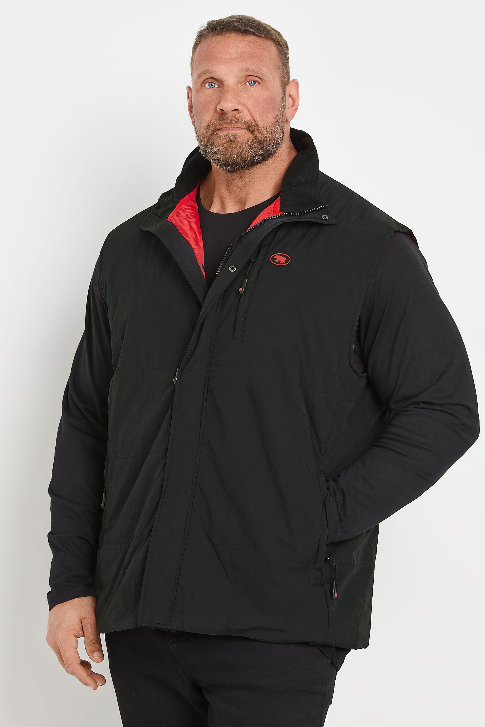 D555 D555 Big & Tall Black Zip Through Padded Gilet
