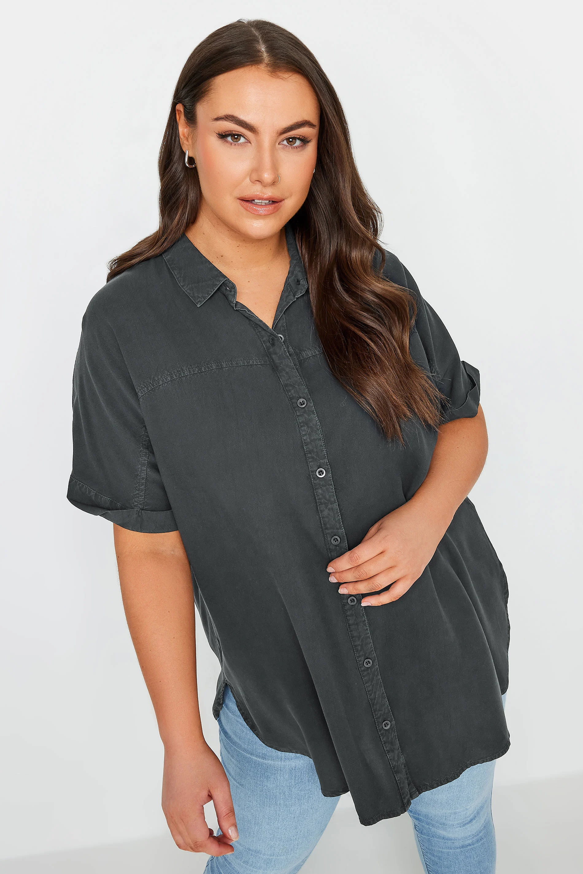 Yours YOURS Curve Black Chambray Shirt