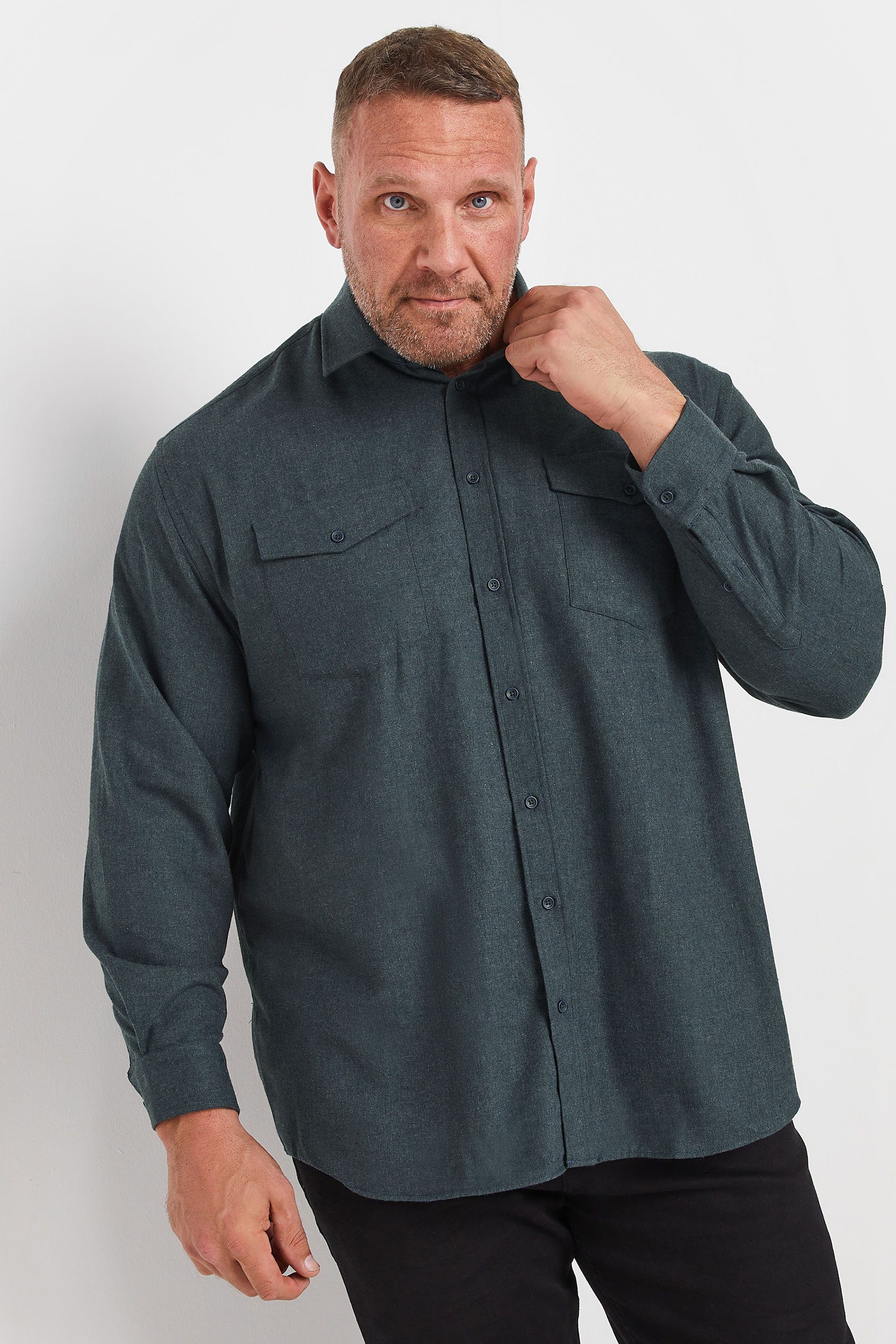 Kam KAM Big & Tall Indigo Herringbone Flannel Shirt